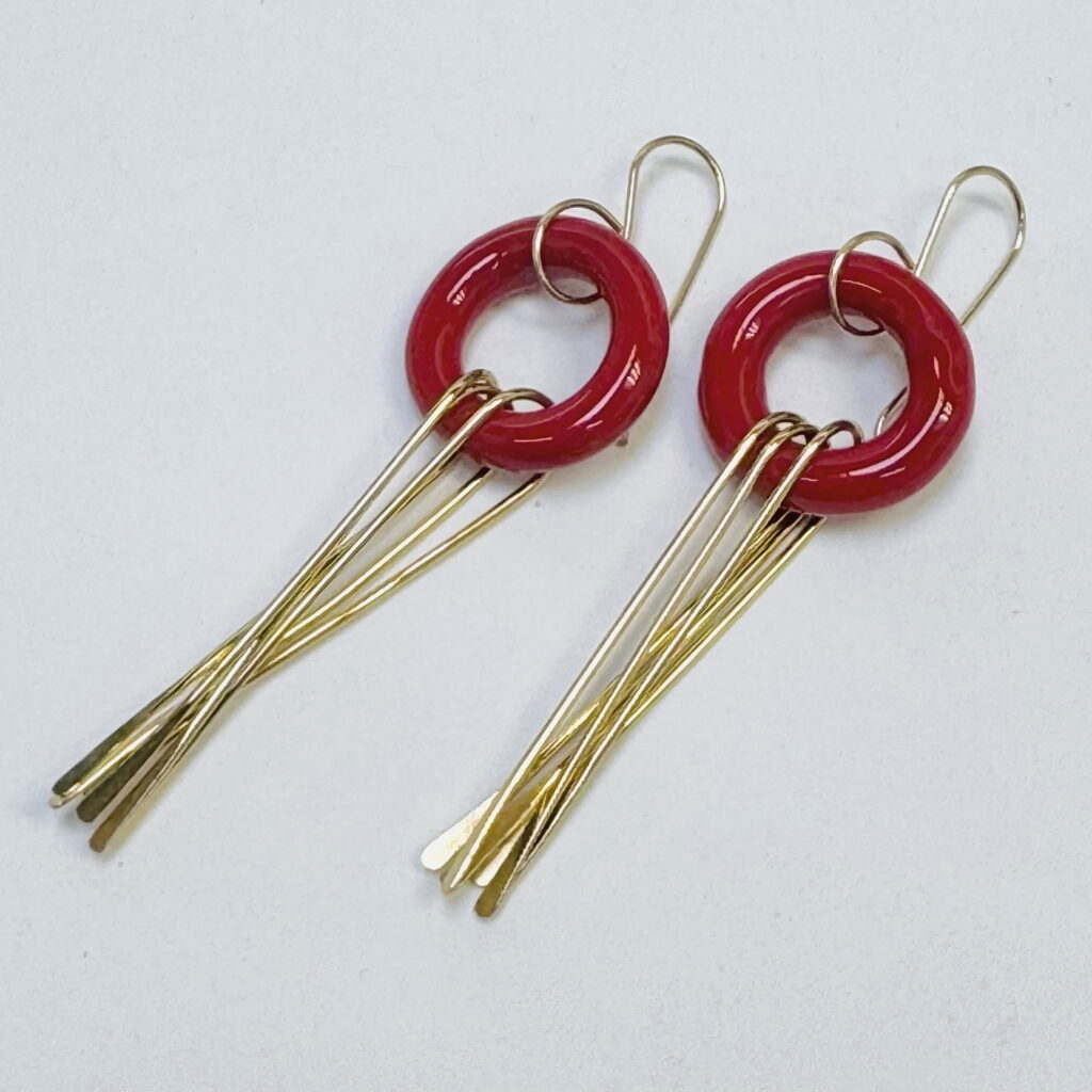 "O" Ring Earrings (Red) by Minori Takagi at The Avenue Gallery, a contemporary fine art gallery in Victoria, BC, Canada.