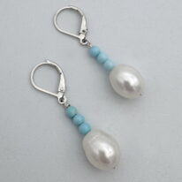 Baroque White Pearl & Turquoise Earrings by Chi's Creations at The Avenue Gallery, a contemporary fine art gallery in Victoria, BC, Canada.