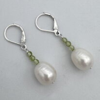 Baroque White Pearl & Peridot Earrings by Chi's Creations at The Avenue Gallery, a contemporary fine art gallery in Victoria, BC, Canada.