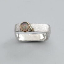 Medium Square Ring with Opal by Chi's Creations at The Avenue Gallery, a contemporary fine art gallery in Victoria, BC, Canada.
