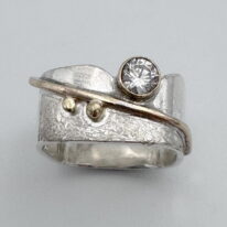 Large Square Blossom Ring with Cubic Zirconia by Chi's Creations at The Avenue Gallery, a contemporary fine art gallery in Victoria, BC, Canada.