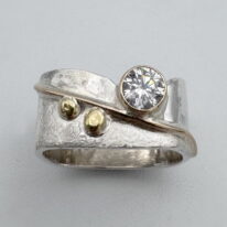 Large Square Blossom Ring with Cubic Zirconia by Chi's Creations at The Avenue Gallery, a contemporary fine art gallery in Victoria, BC, Canada.