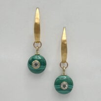 Malachite & Pale Citrine Earrings by Val Nunns at The Avenue Gallery, a contemporary fine art gallery in Victoria, BC, Canada.