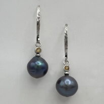 Tahitian Pearl with Citrine Earrings by Val Nunns at The Avenue Gallery, a contemporary fine art gallery in Victoria, BC, Canada.