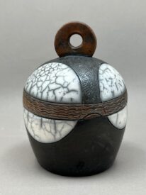 Naked Raku Lidded Jar by Jan Lovewell at The Avenue Gallery, a contemporary fine art gallery in Victoria, BC, Canada.
