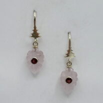 Carved Rose Quartz Earrings by Val Nunns at The Avenue Gallery, a contemporary fine art gallery in Victoria, BC, Canada.