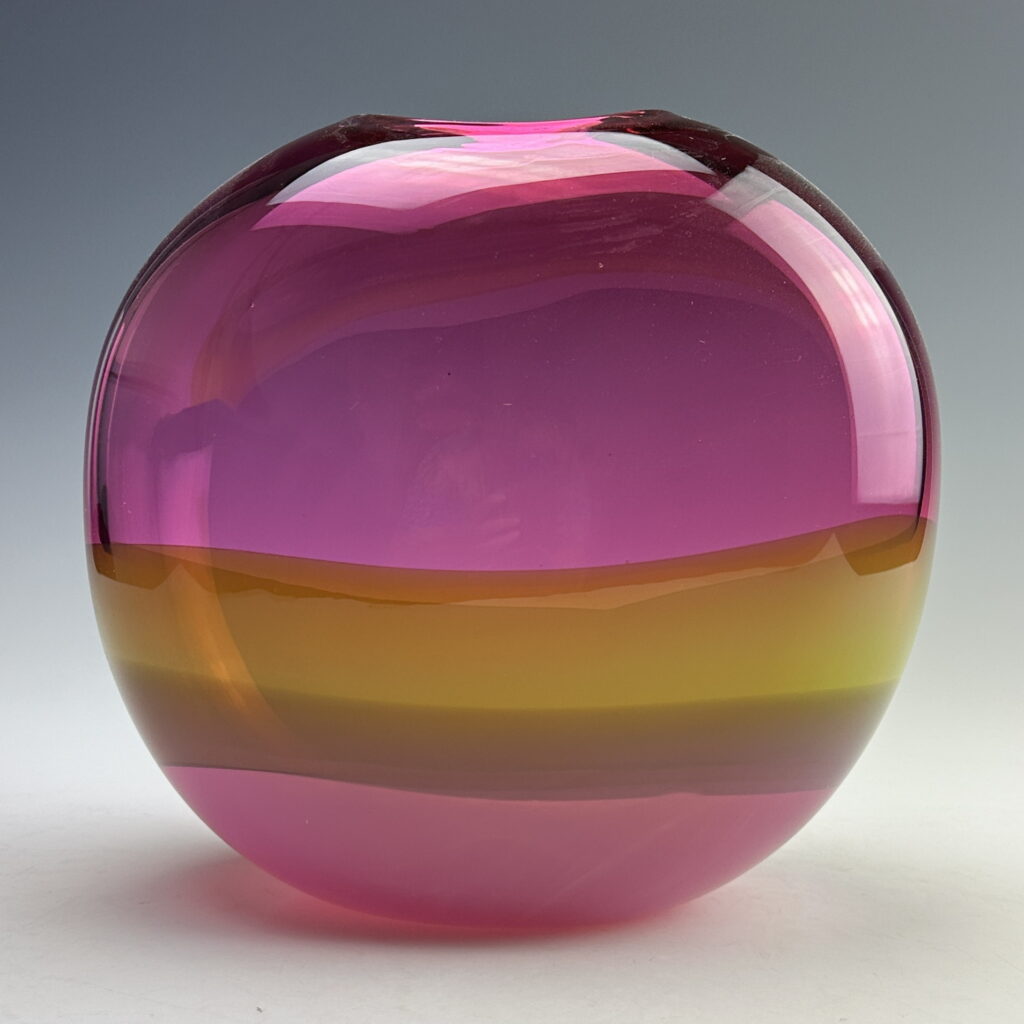 Abstracted Landscape Vase (Pink / Yellow) by Lisa Samphire at The Avenue Gallery, a contemporary fine art gallery in Victoria, BC, Canada.