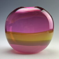 Abstracted Landscape Vase (Pink / Yellow) by Lisa Samphire at The Avenue Gallery, a contemporary fine art gallery in Victoria, BC, Canada.