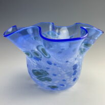 Ruffle Vase (Medium Blue) by Lisa Samphire at The Avenue Gallery, a contemporary fine art gallery in Victoria, BC, Canada.