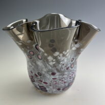 Ruffle Vase (Silver Grey) by Lisa Samphire at The Avenue Gallery, a contemporary fine art gallery in Victoria, BC, Canada.
