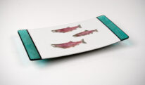 Three Spawning Chinook Sushi Dish by Bob Leatherbarrow at The Avenue Gallery, a contemporary fine art gallery in Victoria, BC, Canada.