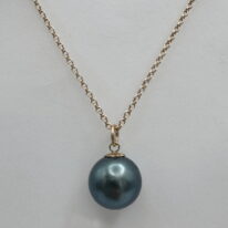 AAA Round Tahitian Pearl (13mm) on Gold-Filled Chain by Val Nunns at The Avenue Gallery, a contemporary fine art gallery in Victoria, BC, Canada.