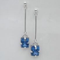 Rectangle Long Bar Earrings with London Blue Topaz by A & R Jewellery at The Avenue Gallery, a contemporary fine art gallery in Victoria, BC, Canada.