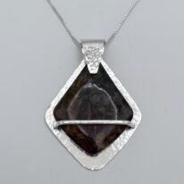 Diamond-Shaped Pietersite Pendant by A & R Jewellery at The Avenue Gallery, a contemporary fine art gallery in Victoria, BC, Canada.