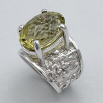 Lunar Band Ring with Lemon Quartz by A & R Jewellery at The Avenue Gallery, a contemporary fine art gallery in Victoria, BC, Canada.