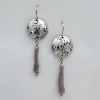 Focus Earrings with Biwa Pearls by Air & Earth Design at The Avenue Gallery, a contemporary fine art gallery in Victoria, BC, Canada.