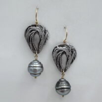 Thread Top Earrings with Tahitian Pearls by Air & Earth Design at The Avenue Gallery, a contemporary fine art gallery in Victoria, BC, Canada.