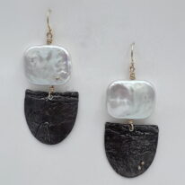 Large Rectangle Pearl Earrings with Silver by Air & Earth Design at The Avenue Gallery, a contemporary fine art gallery in Victoria, BC, Canada.