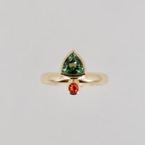 Green Tourmaline & Orange Sapphire Ring by Bayot Heer at The Avenue Gallery, a contemporary fine art gallery in Victoria, BC, Canada.