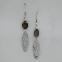 Fine Silver Large Oval Textured Earrings with Labradorite & Pearls by Veronica Stewart at The Avenue Gallery, a contemporary fine art gallery in Victoria, BC, Canada.
