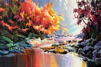 Fall in Creek by Bi Yuan Cheng at The Avenue Gallery, a contemporary fine art gallery in Victoria, BC, Canada.