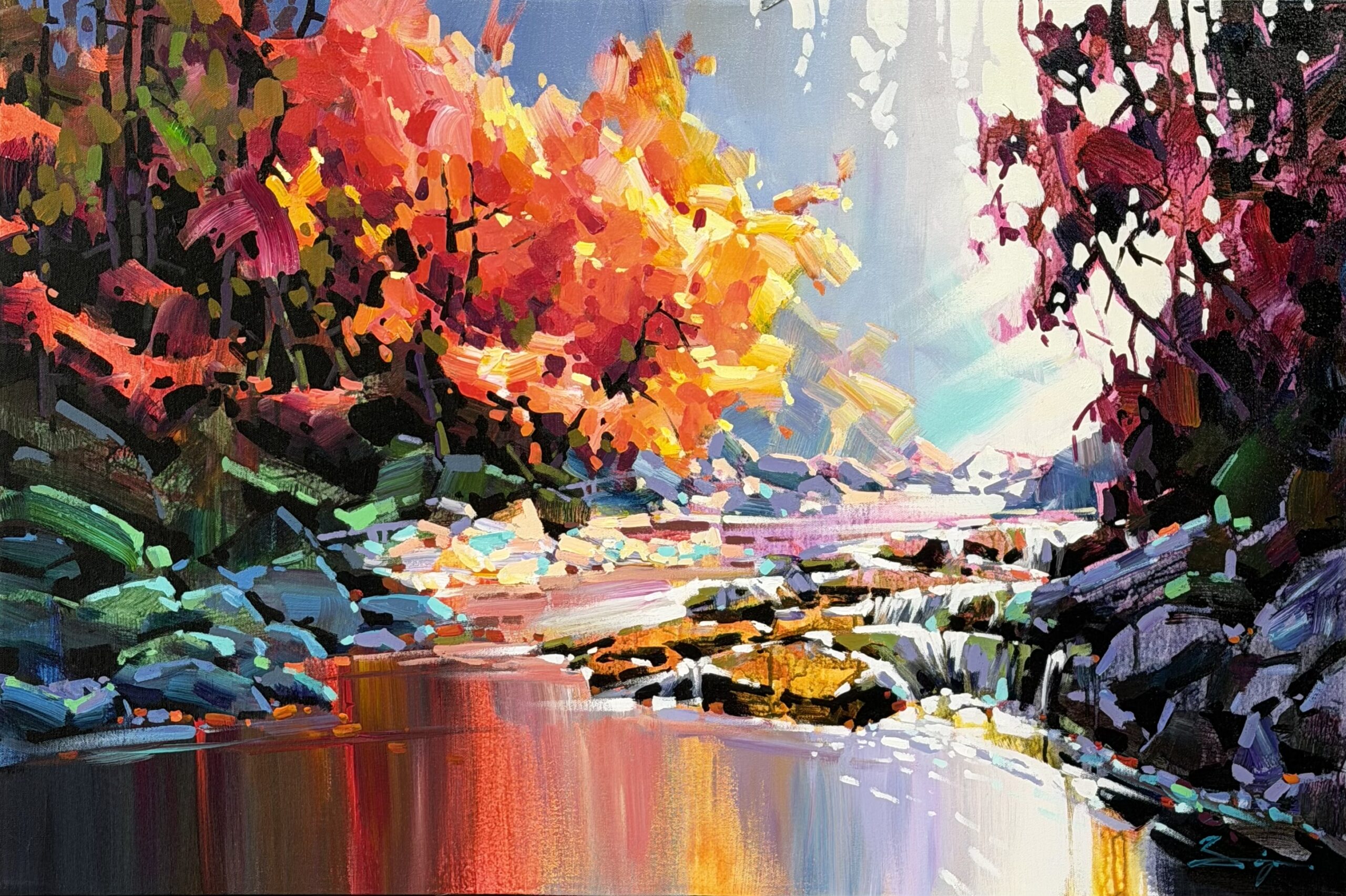 Fall in Creek by Bi Yuan Cheng at The Avenue Gallery, a contemporary fine art gallery in Victoria, BC, Canada.