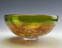 Two Tone Bowl (Olive / Amber) by Lisa Samphire at The Avenue Gallery, a contemporary fine art gallery in Victoria, BC, Canada.