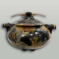 Large Urn with Gold Knobs and Bamboo Lid by Geoff Searle at The Avenue Gallery, a contemporary fine art gallery in Victoria, BC, Canada.