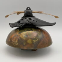 Small Spaceship Shape Vase with Top by Geoff Searle at The Avenue Gallery, a contemporary fine art gallery in Victoria, BC, Canada.